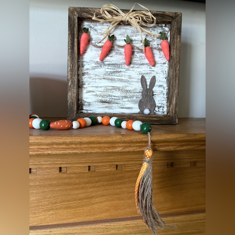Rustic Carrot and Bunny Wall Decor